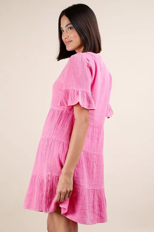 Mineral Washed Woven Mini Dress.