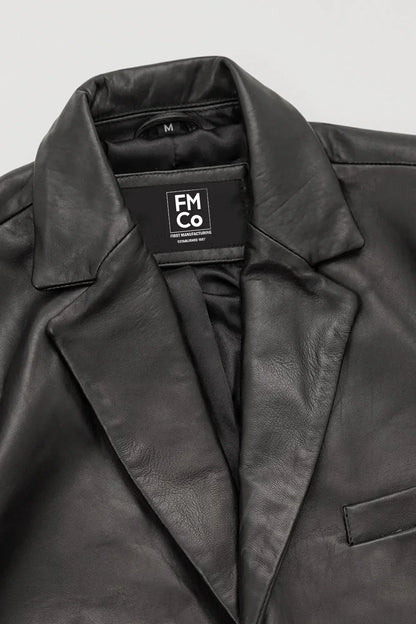 Men's black lambskin leather blazer alternate view | KRIFFA