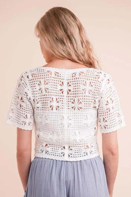 Front Tie Crochet Crop Top.