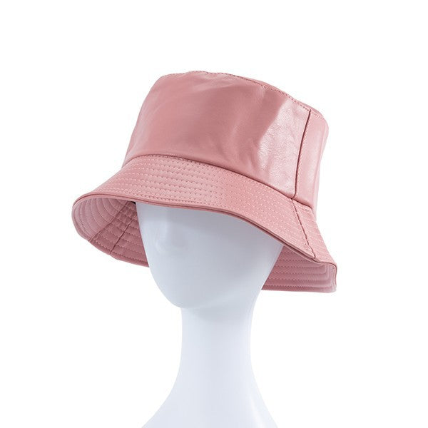 FAUX LEATHER BUCKET HAT