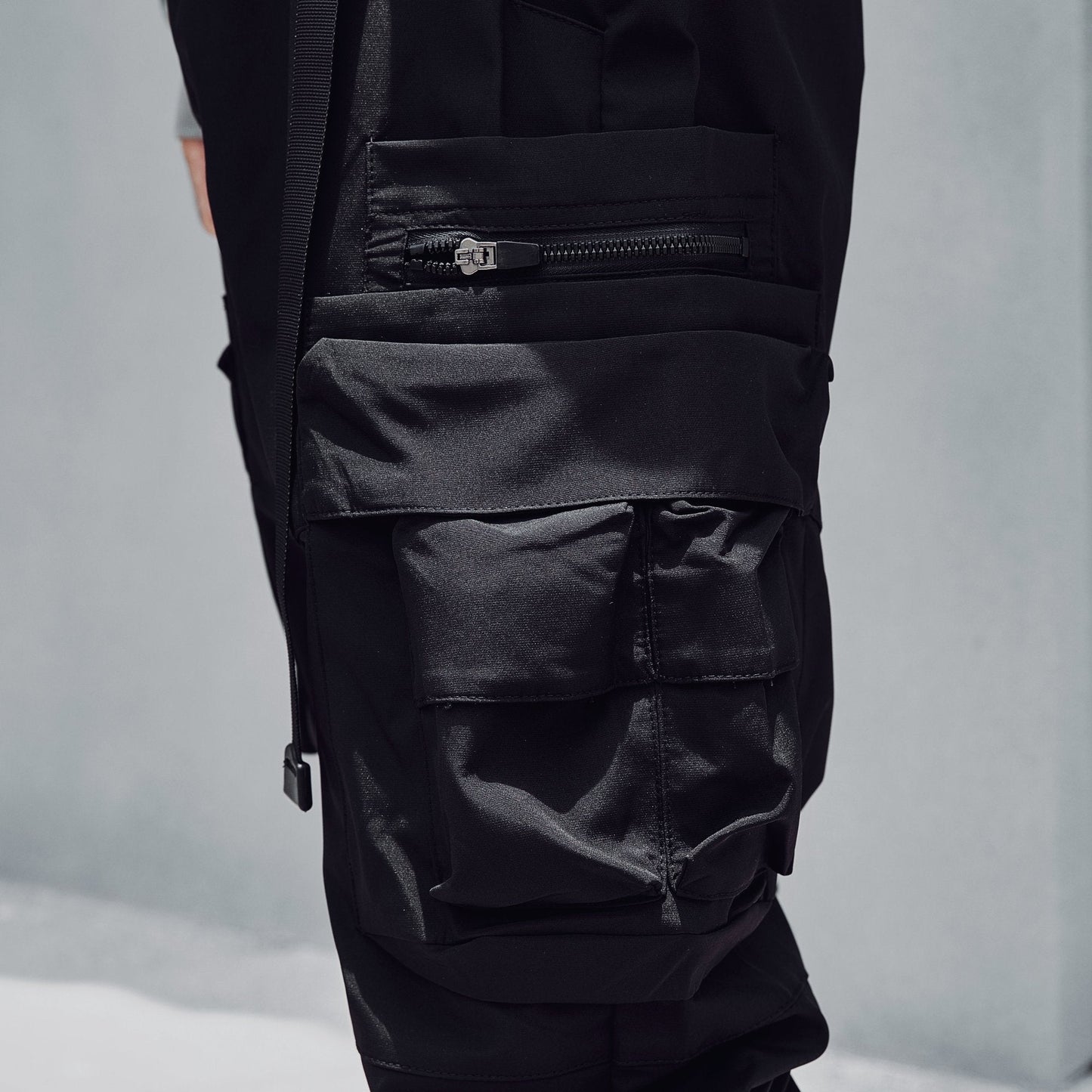 Matte Black Cargo Joggers