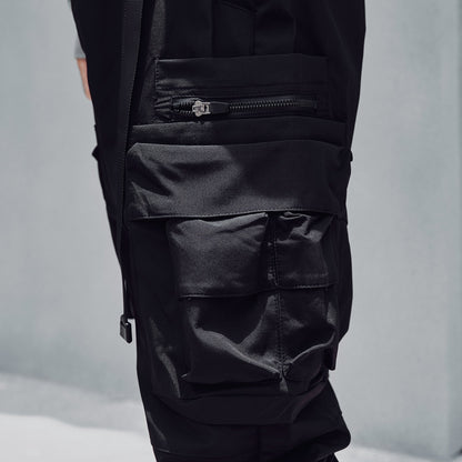 Matte Black Cargo Joggers