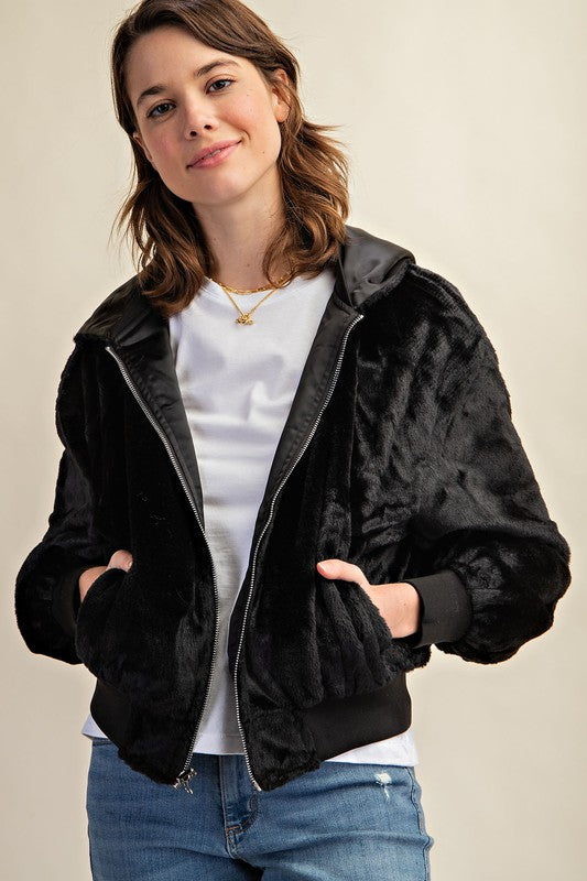 Reversible All Weather Fur Lined Bomber Jacket