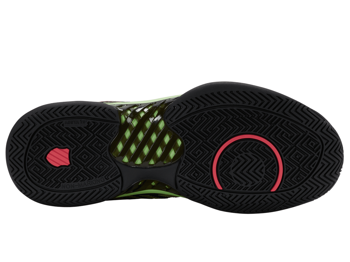 K-Swiss Men's Hypercourt Express 2 Tennis Shoes – Black/Soft Neon Green/Neon Lava