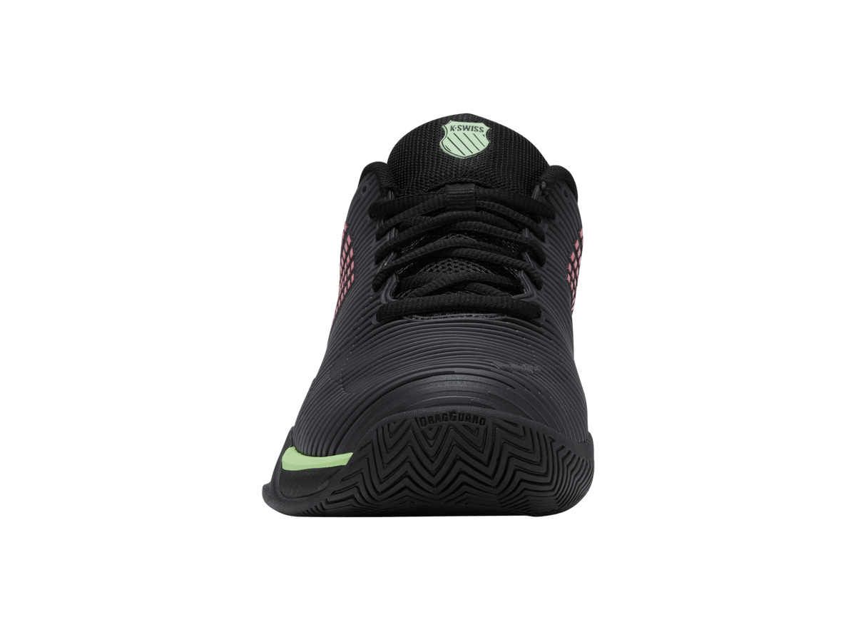 K-Swiss Men's Hypercourt Express 2 2E Wide Court Shoes – Black/Soft Neon Green/Neon Lava
