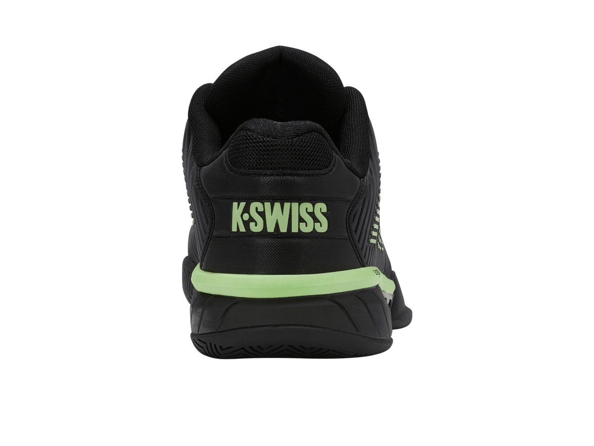 K-Swiss Men's Hypercourt Express 2 2E Wide Court Shoes – Black/Soft Neon Green/Neon Lava