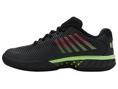 K-Swiss Men's Hypercourt Express 2 2E Wide Court Shoes – Black/Soft Neon Green/Neon Lava