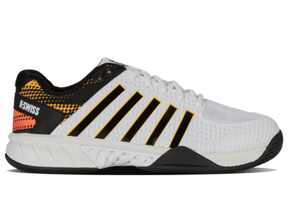 K-Swiss men's Express Light Pickleball 2E wide shoe in White/Daffodil.