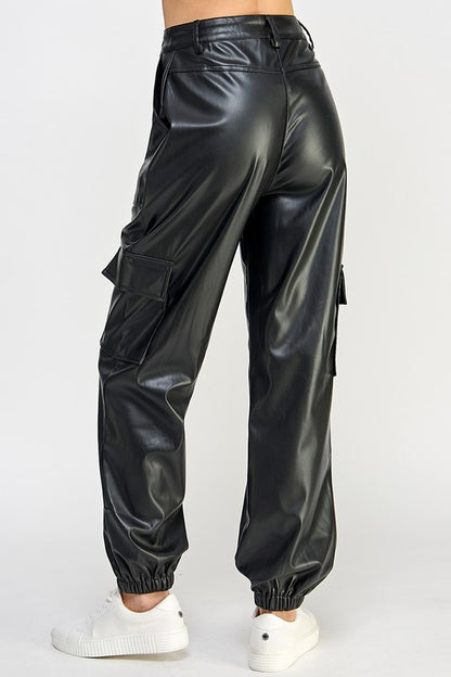 Relaxed Leather Cargo Pants