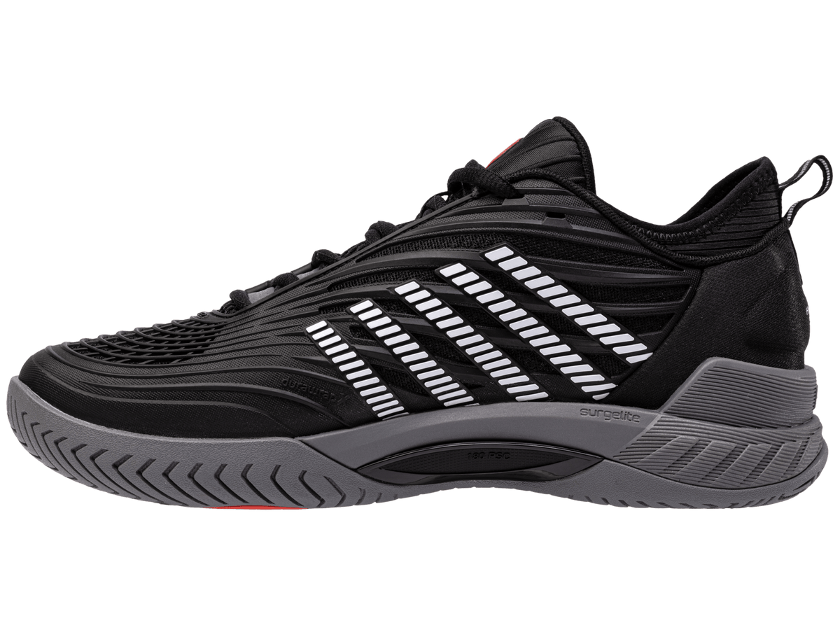 K-Swiss Men's Hypercourt Supreme 2 Tennis Shoes – Black/Steel Gray/Fiery Red