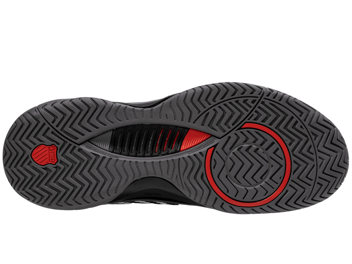 K-Swiss Men's Hypercourt Supreme 2 Tennis Shoes – Black/Steel Gray/Fiery Red