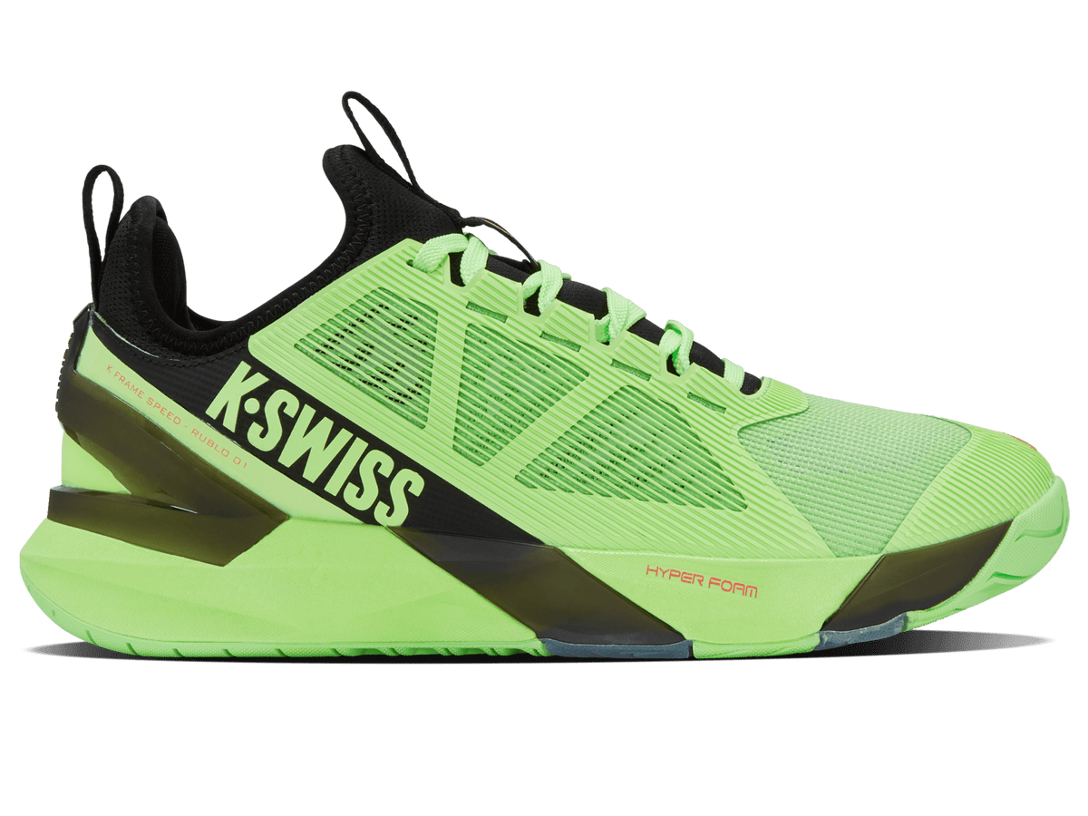 K-Swiss Men's K-Frame Speed Rublo Court Shoes – Soft Neon Green/Black/Neon Lava
