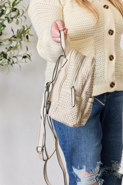 Leather Woven Backpack