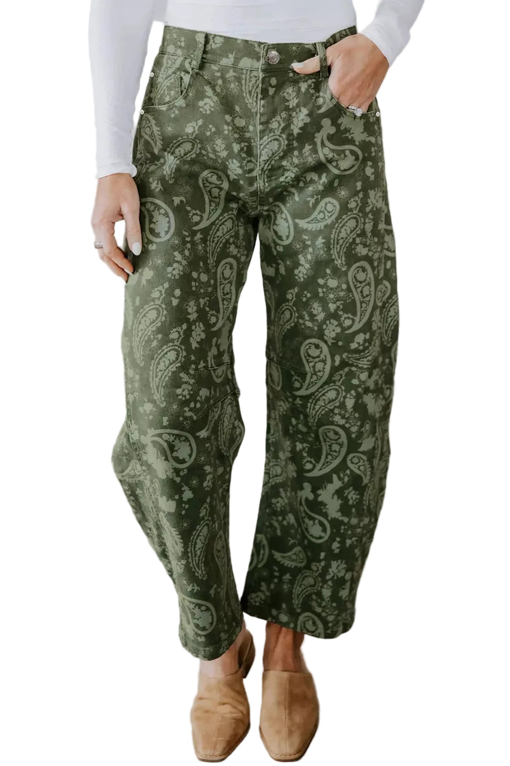 Paisley Print Harem Denim Pants