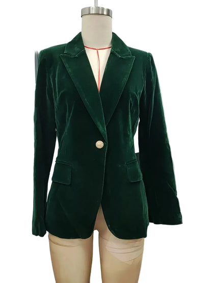 Velvet Single-Button Blazer