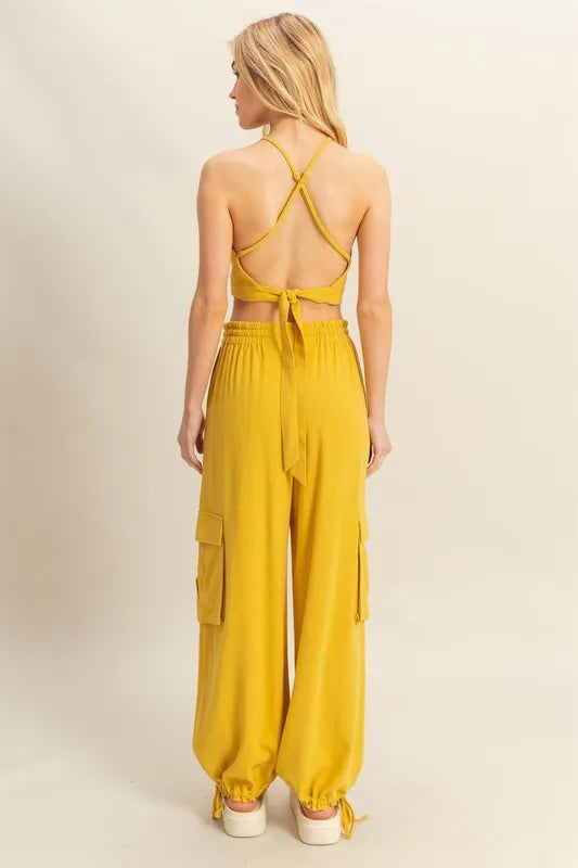 Crop Top and Cargo Pants Set.