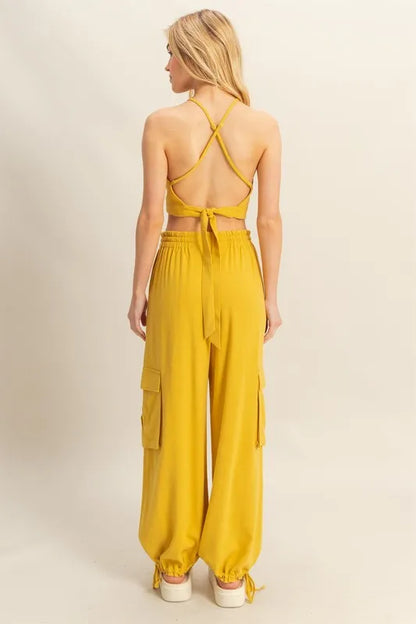 Crop Top and Cargo Pants Set.