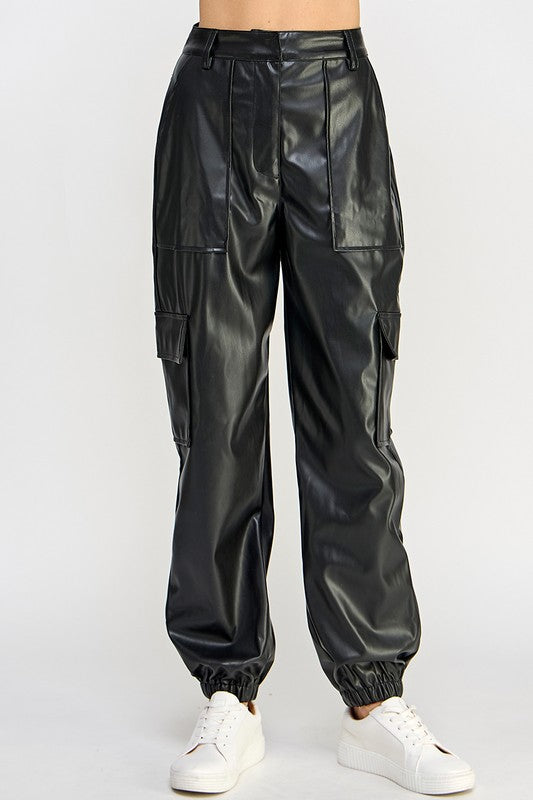 Relaxed Leather Cargo Pants