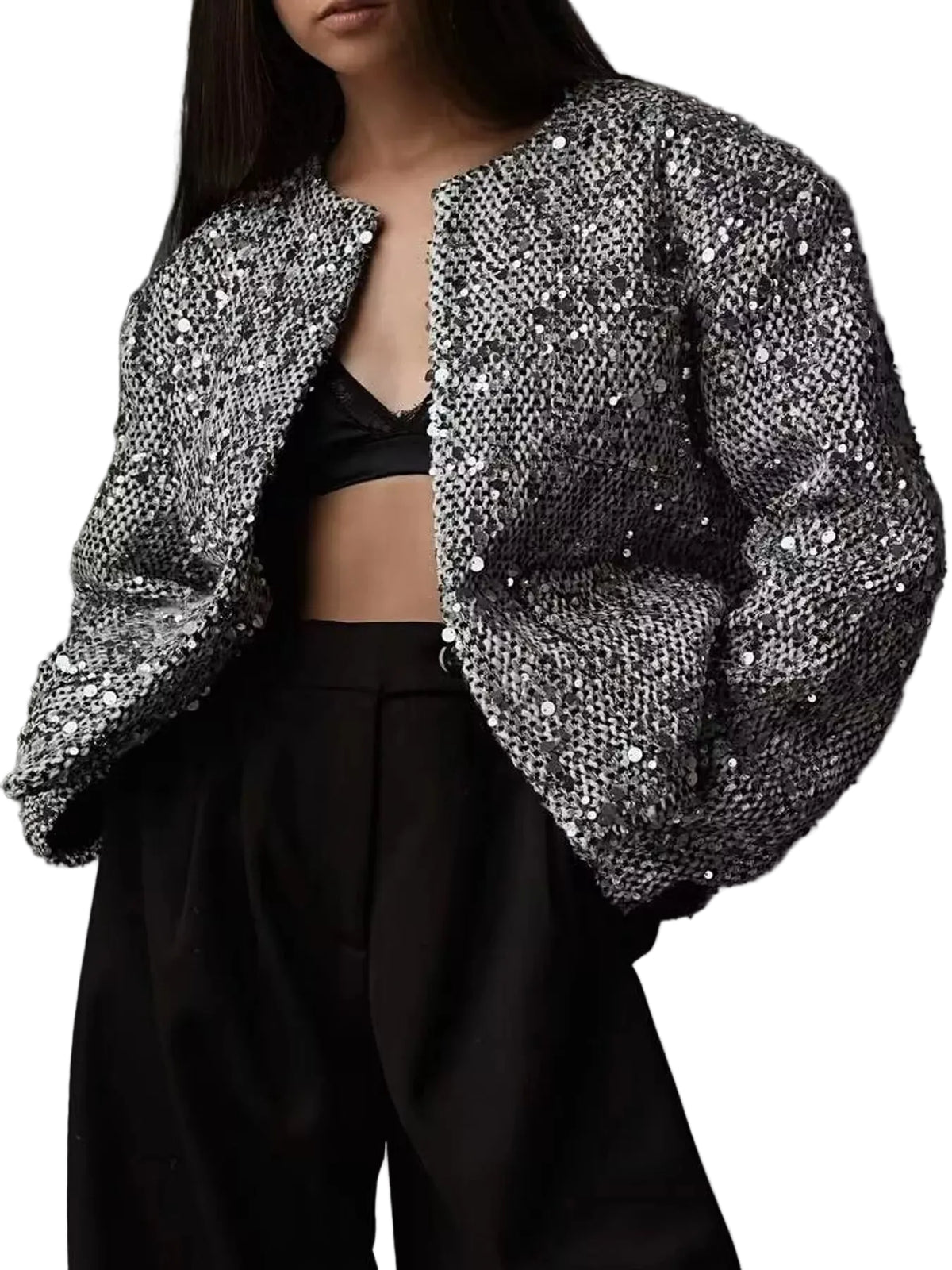 Sequin Embellished Cropped Jacket