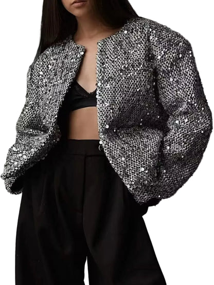 Sequin Embellished Cropped Jacket