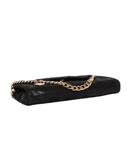 Matte PU Leather Textured Chain-Strap Shoulder Bag