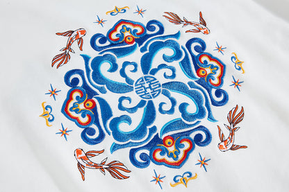 Fish Art Embroidery Hoodie