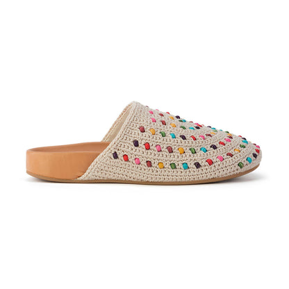 Bolinas Clog - Hand Crochet | Ecru Multi Beads
