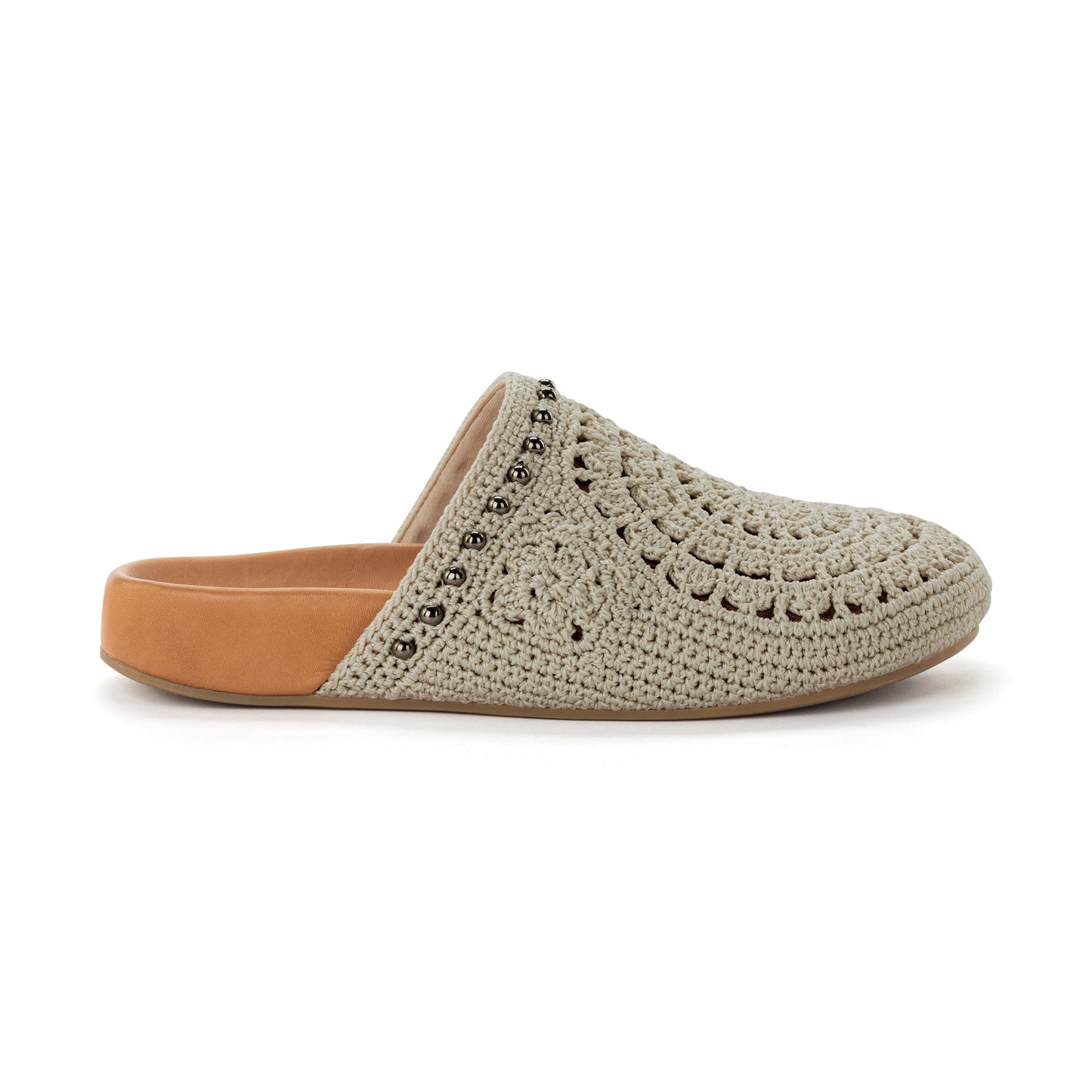 Bolinas Clog - Hand Crochet | Natural Grey Medallion