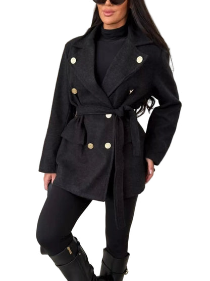 Double-Breasted Belted Wool-Blend Coat