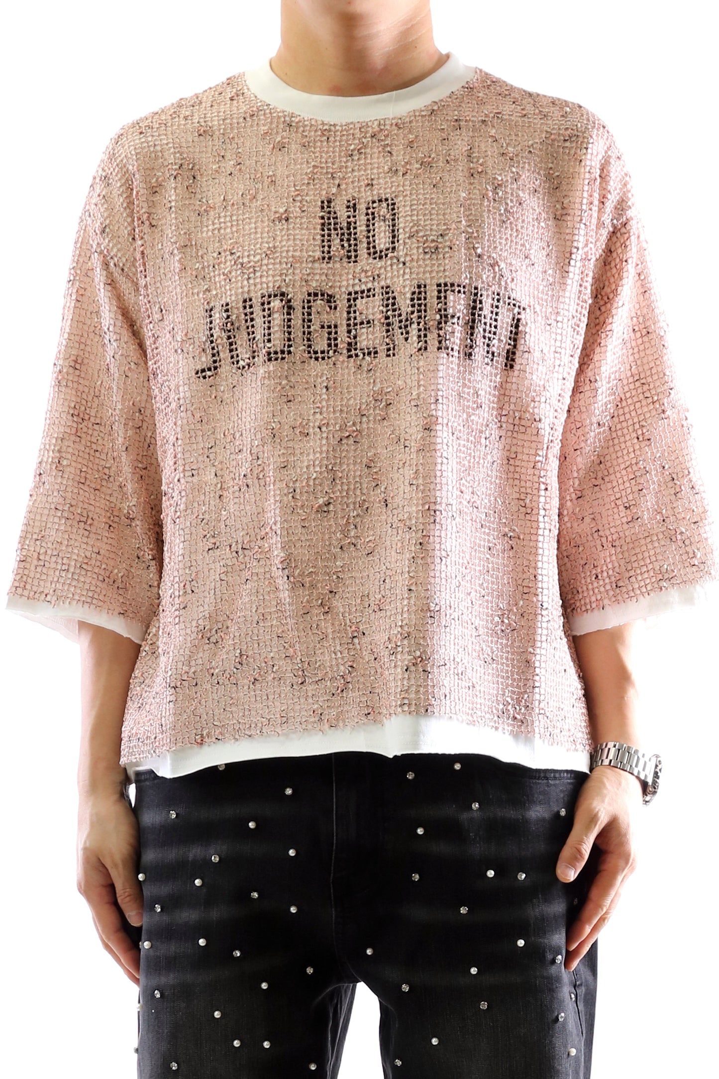 S/N Jersey 3/4 Sleeve Crop Top Tee