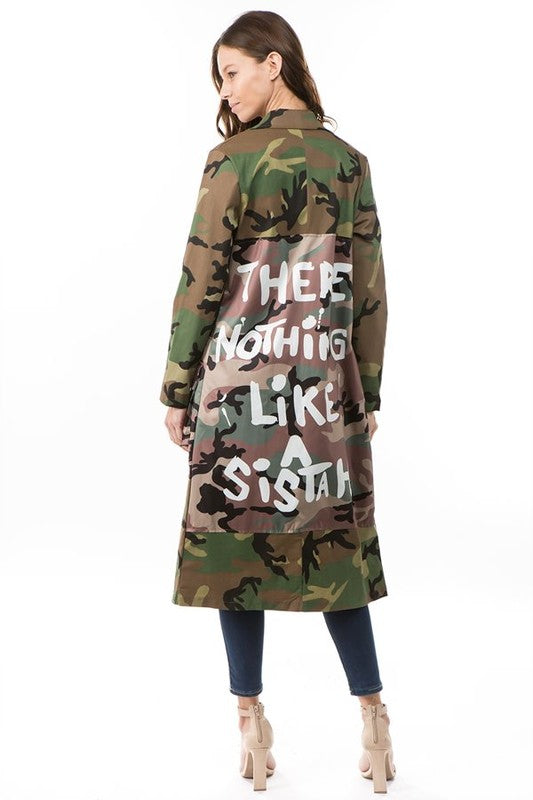 Nothing Like A Sistah Camo Trench