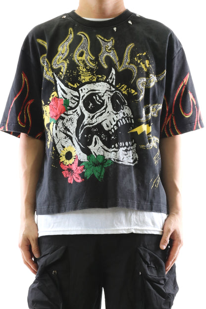 S/N Jersey 3/4 Sleeve Crop Top Tee