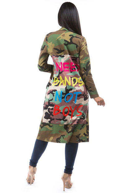 Camo Long Trench Coat