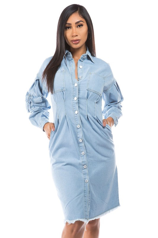 Denim Button Jacket Dress