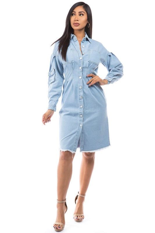 Denim Button Jacket Dress