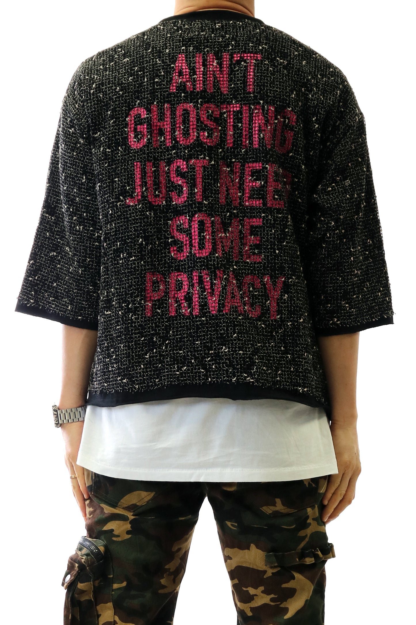 S/N Jersey 3/4 Sleeve Crop Top Tee