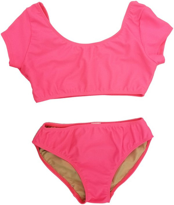 KIDS SHORT SLEEVE 2-PIECE BATHING SUIT