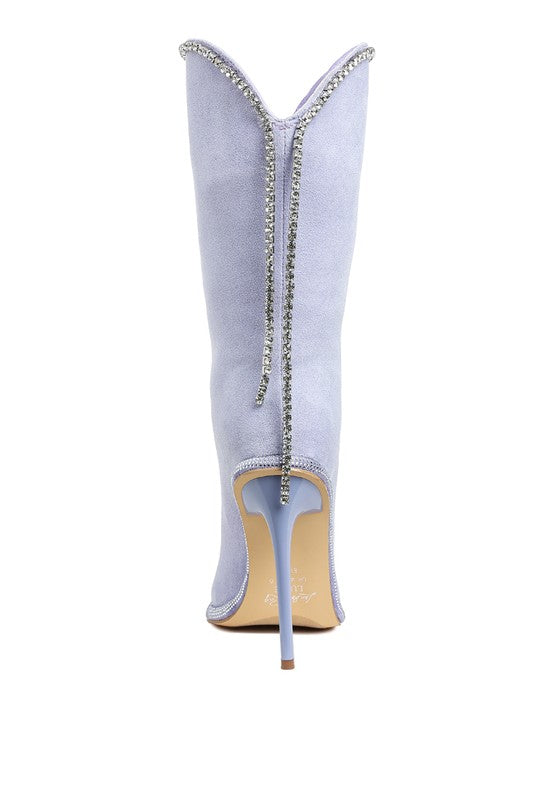 Ashipa Diamante Chain Detail Calf Boots