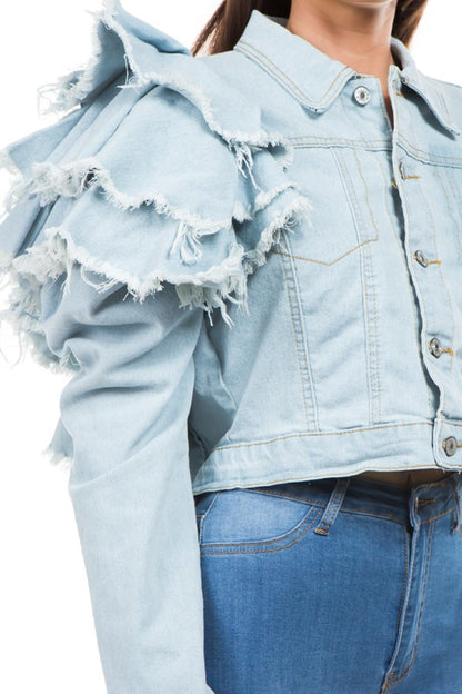 Ruffle Denim Jacket