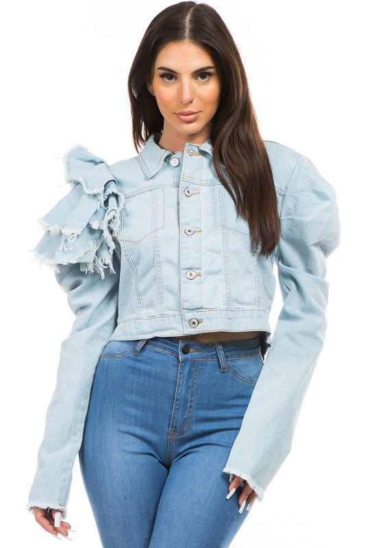 Ruffle Denim Jacket