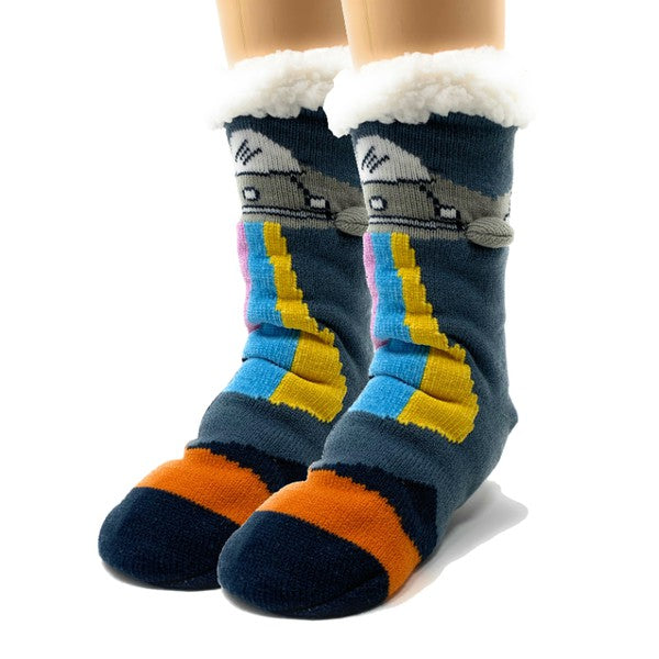 Kids Sherpa Slipper Sock  -UFO Real