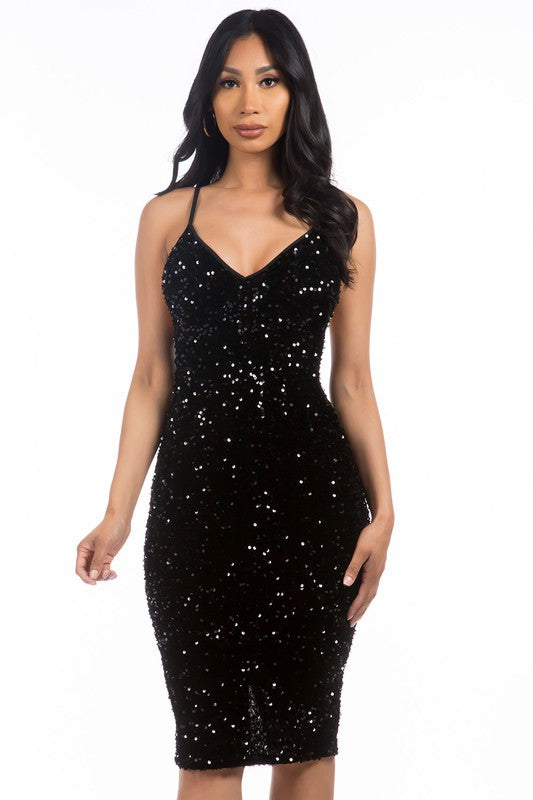 Sequin Party Dress - Midnight