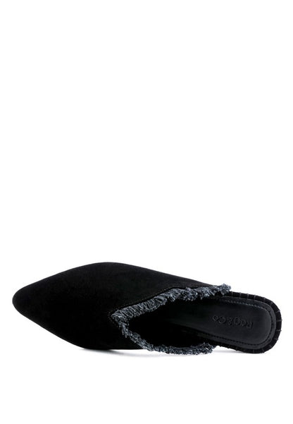 MOLLY  FRAYED LEATHER MULES