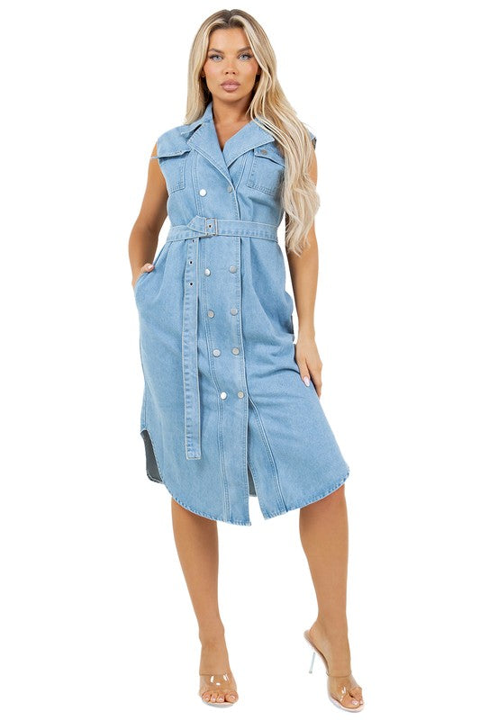 Long Denim Vest Dress