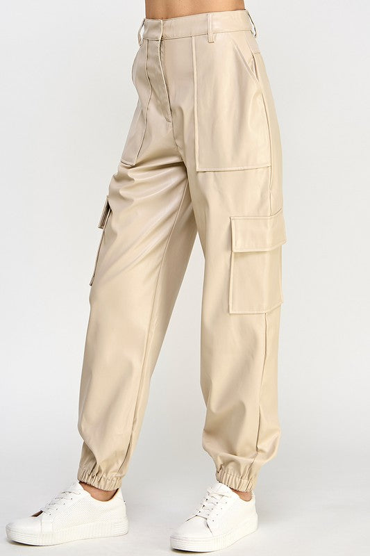 Relaxed Leather Cargo Pants