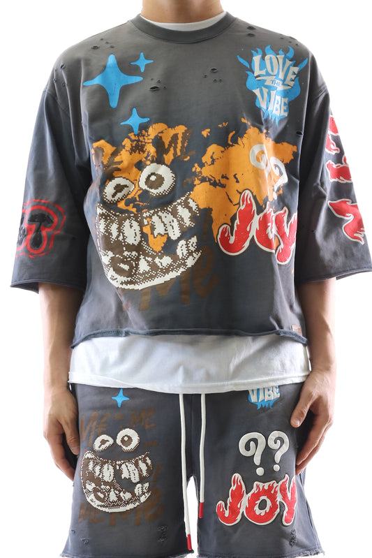 Porter S/N Jersey 3/4 Sleeve Crop Top Tee