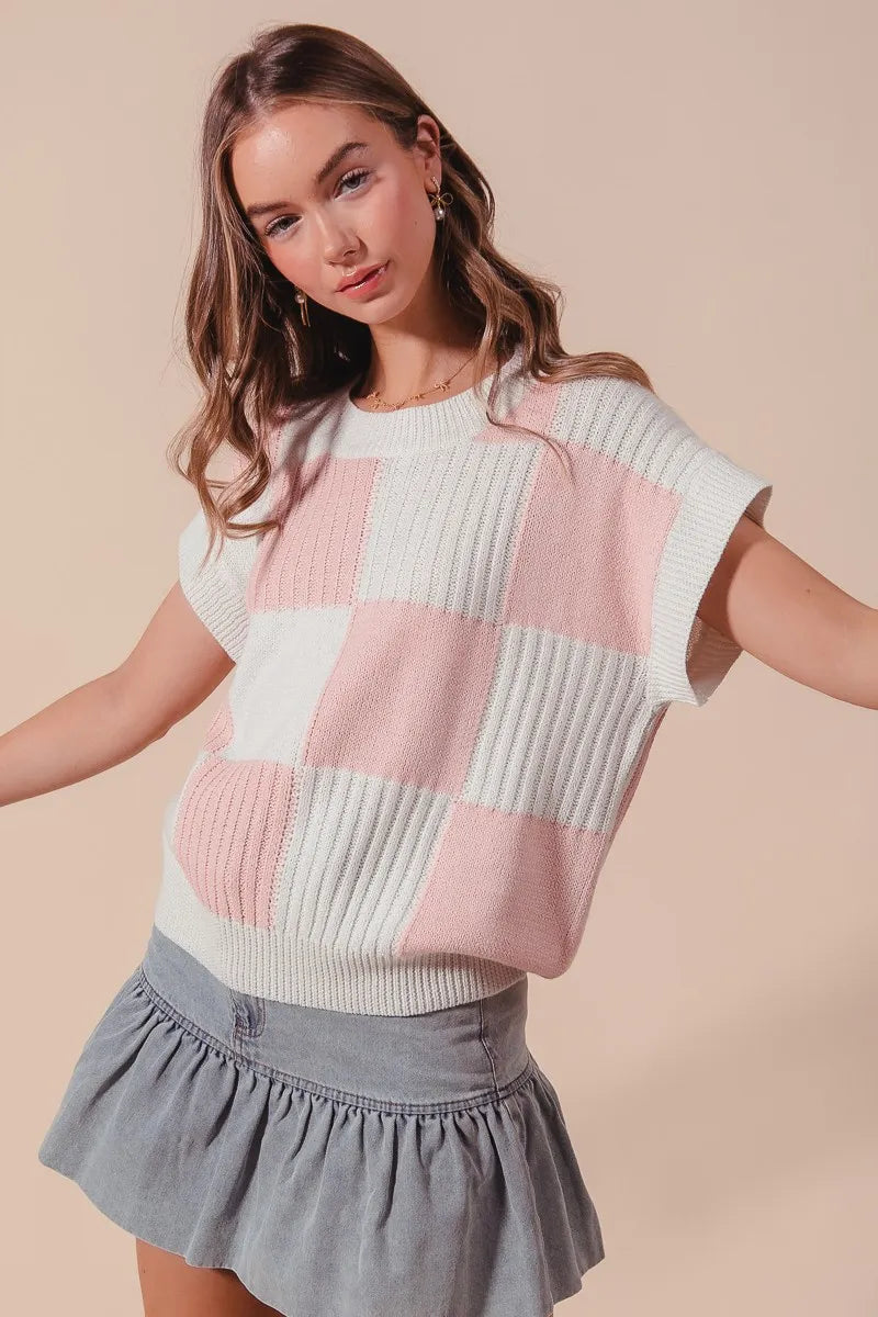 Check Plaid Casual Sweater Top.