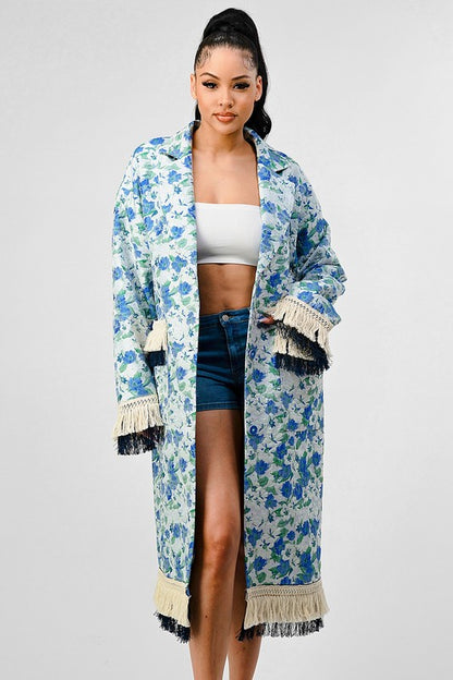 Floral Tassel Trench Coat