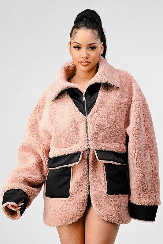 Oversized Sherpa Contrast Jacket