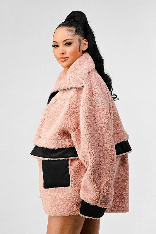 Oversized Sherpa Contrast Jacket